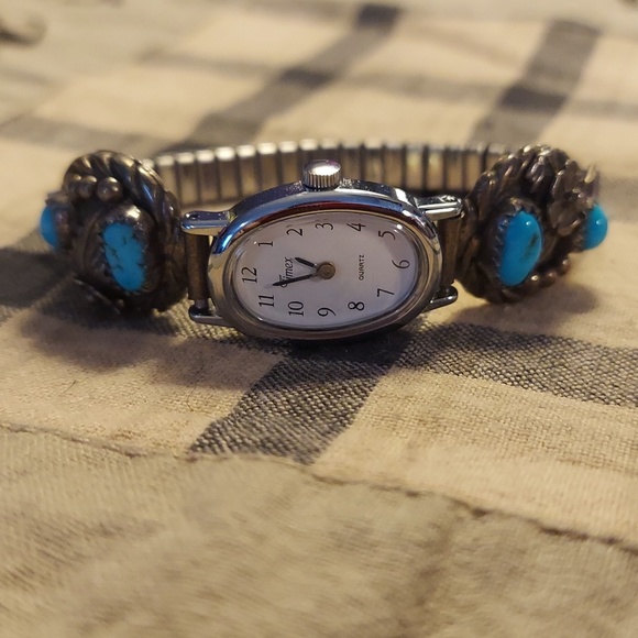Vintage Native American Turquoise Sterling Silver Watch Bracelet - Picture 10 of 10